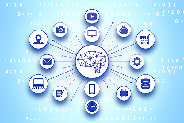 AIがさまざまなデータを学習に使うイメージ