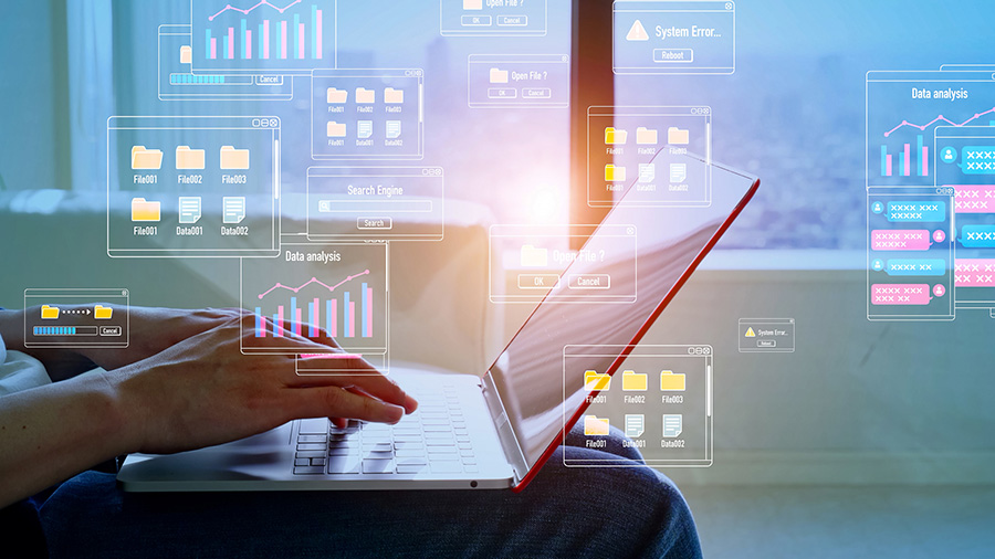 クラウドを使ってパソコン作業するイメージ