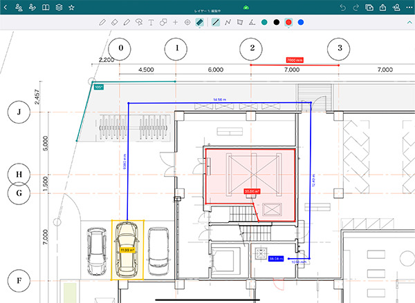 BuddyBoardの測定ツール機能の画面